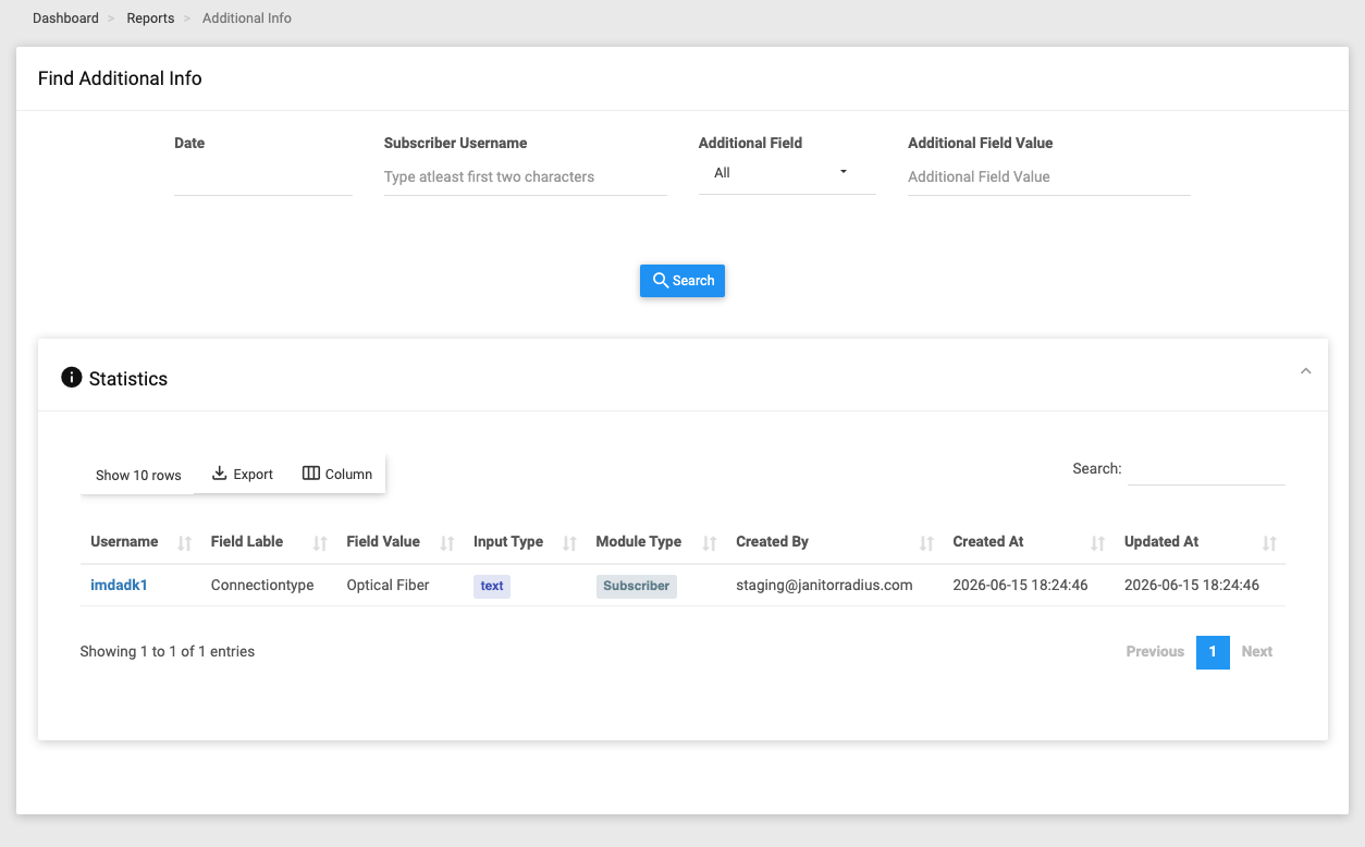 The Additional Info report