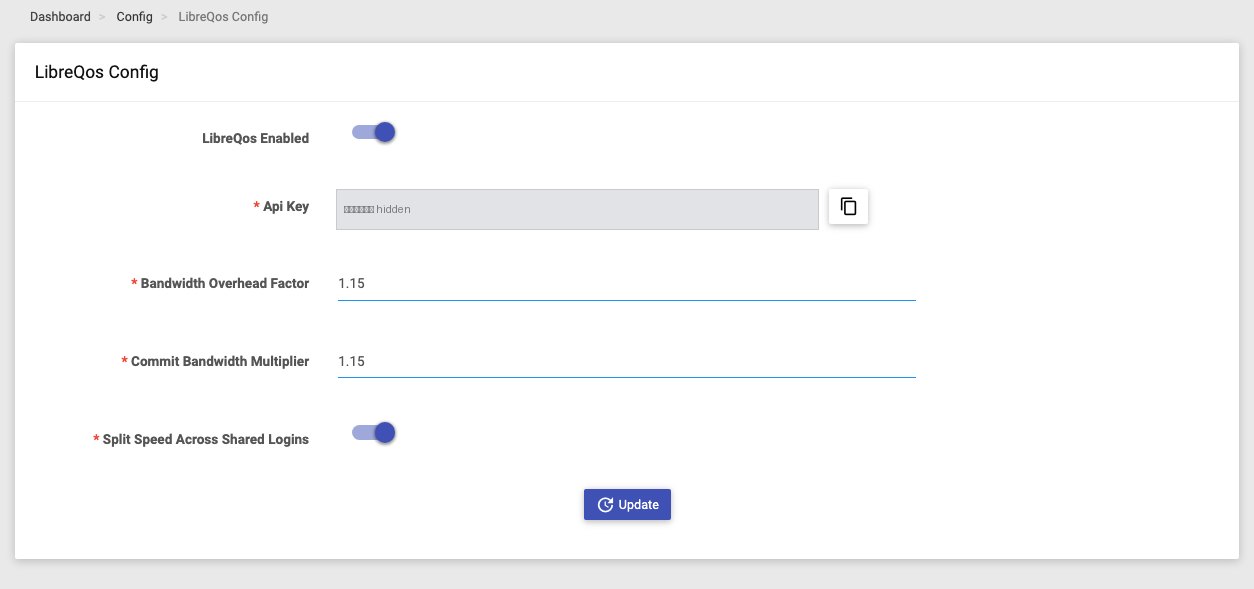 The LibreQoS settings page